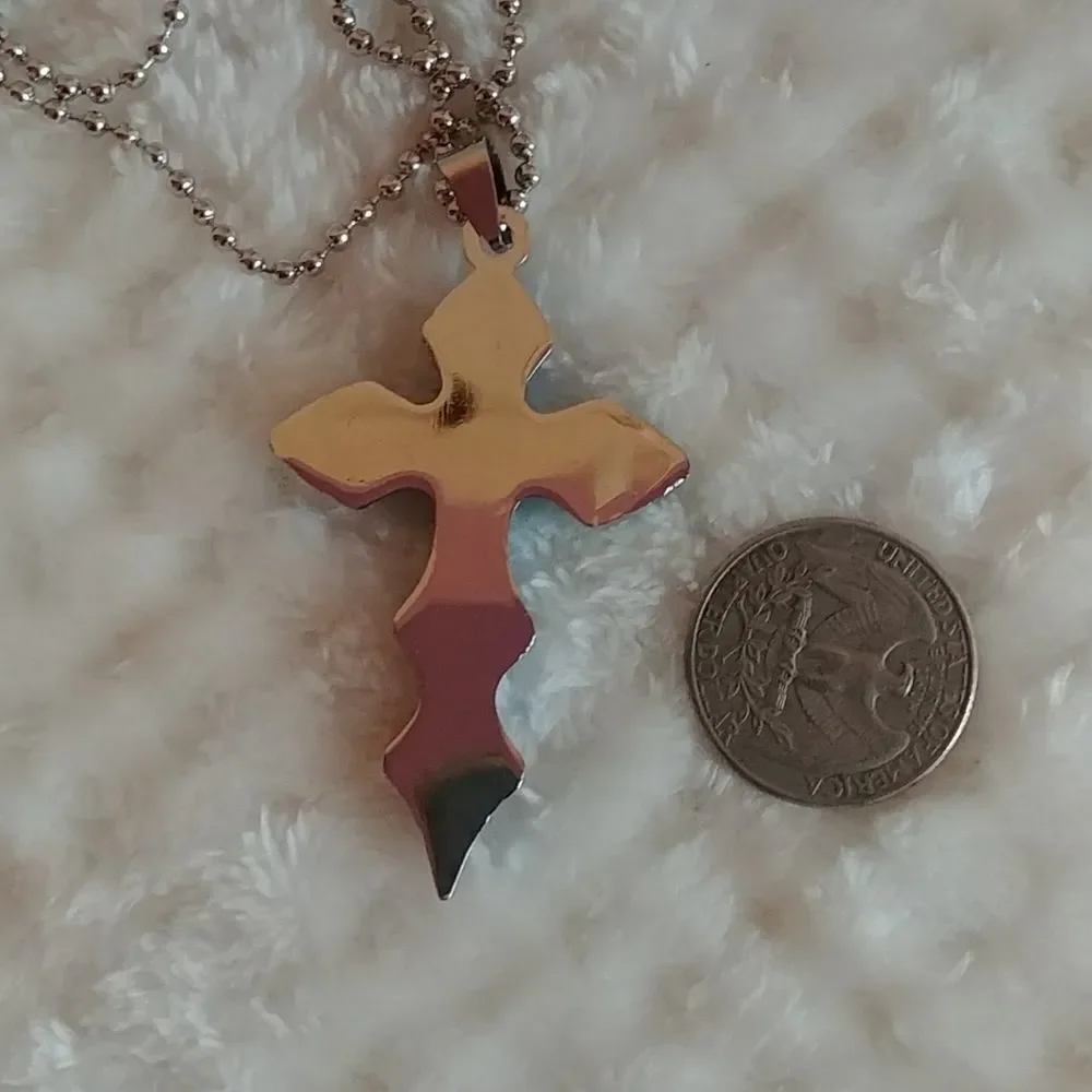 4 FOR $20 Cross Silver Blue  Pendant Necklace